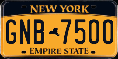 NY license plate GNB7500