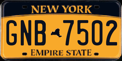NY license plate GNB7502