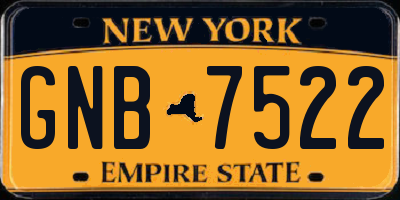 NY license plate GNB7522