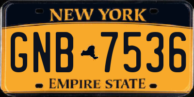 NY license plate GNB7536