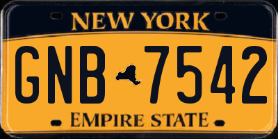NY license plate GNB7542