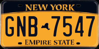 NY license plate GNB7547