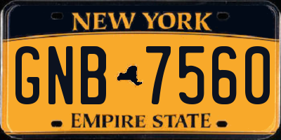 NY license plate GNB7560