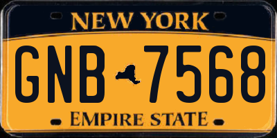 NY license plate GNB7568