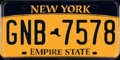 NY license plate GNB7578