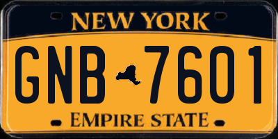 NY license plate GNB7601