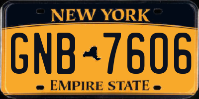 NY license plate GNB7606