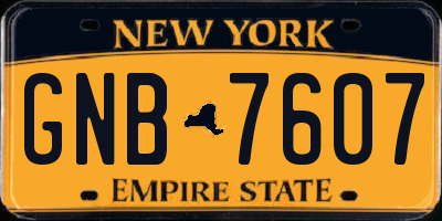 NY license plate GNB7607