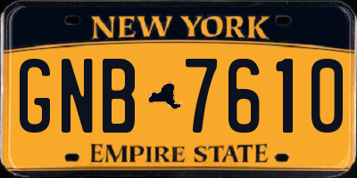 NY license plate GNB7610