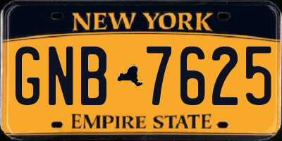 NY license plate GNB7625
