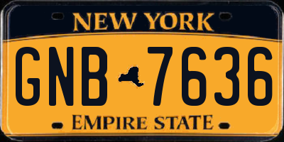 NY license plate GNB7636