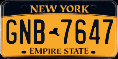 NY license plate GNB7647