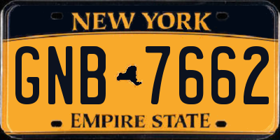 NY license plate GNB7662