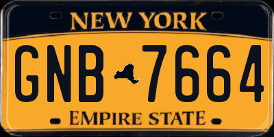 NY license plate GNB7664