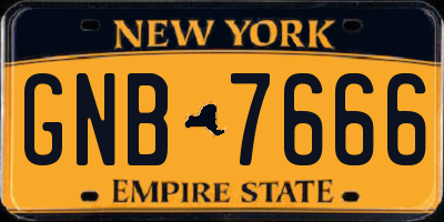 NY license plate GNB7666