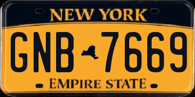 NY license plate GNB7669