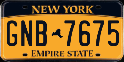 NY license plate GNB7675