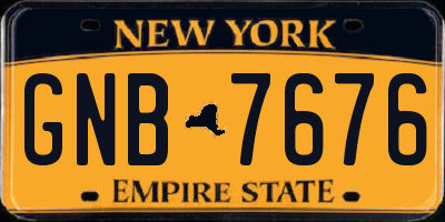 NY license plate GNB7676