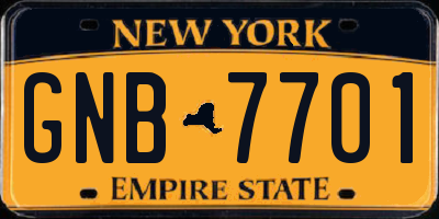 NY license plate GNB7701