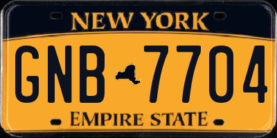 NY license plate GNB7704