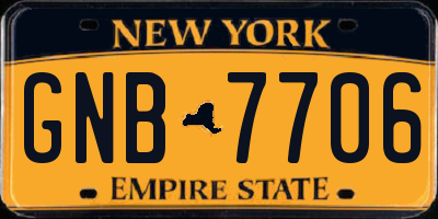 NY license plate GNB7706