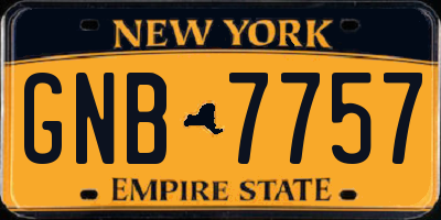 NY license plate GNB7757