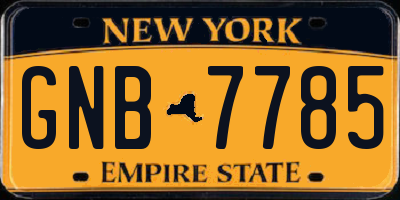 NY license plate GNB7785