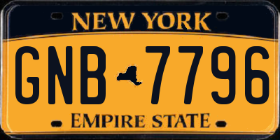 NY license plate GNB7796