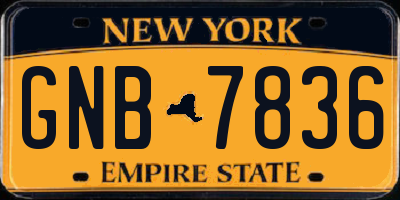 NY license plate GNB7836