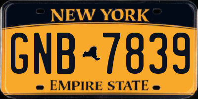 NY license plate GNB7839
