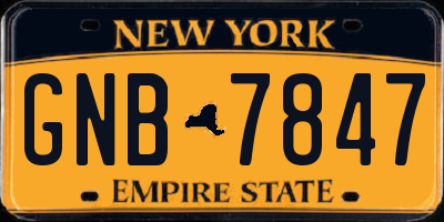 NY license plate GNB7847
