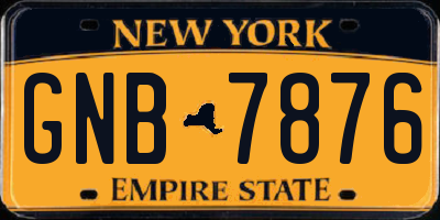 NY license plate GNB7876