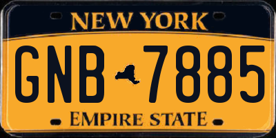 NY license plate GNB7885