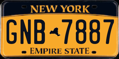 NY license plate GNB7887
