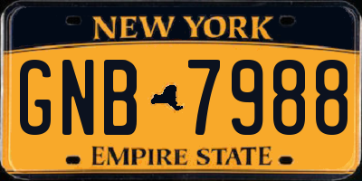 NY license plate GNB7988