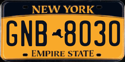 NY license plate GNB8030