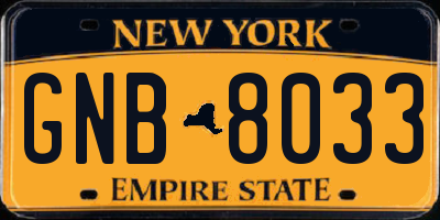 NY license plate GNB8033