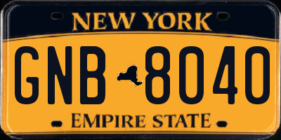 NY license plate GNB8040