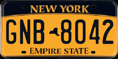 NY license plate GNB8042