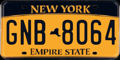 NY license plate GNB8064