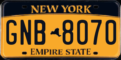 NY license plate GNB8070