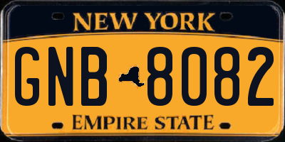 NY license plate GNB8082
