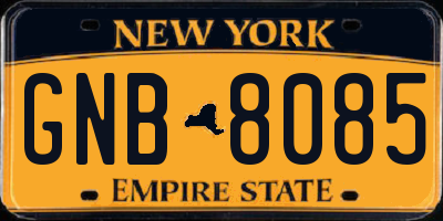 NY license plate GNB8085
