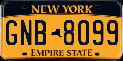 NY license plate GNB8099