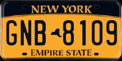 NY license plate GNB8109