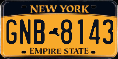 NY license plate GNB8143
