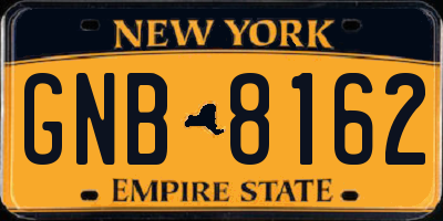 NY license plate GNB8162