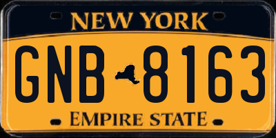 NY license plate GNB8163