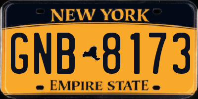 NY license plate GNB8173