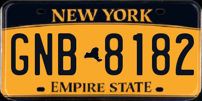 NY license plate GNB8182